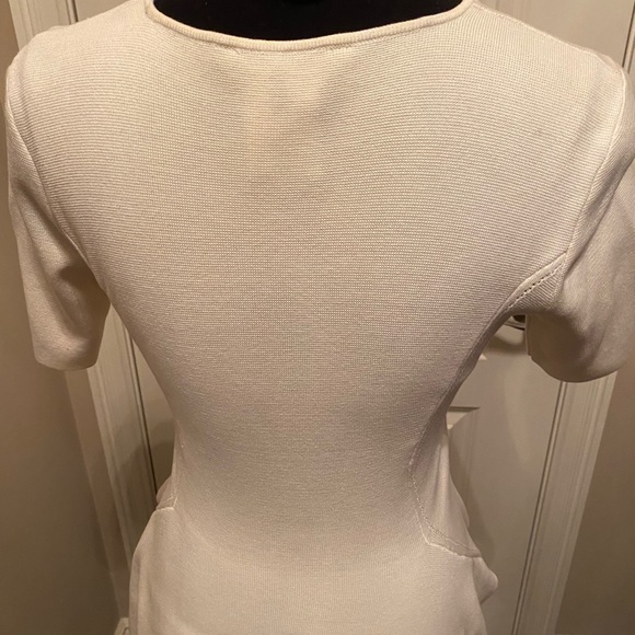 BCBGMAXAZRIA BCBG Cream peplum sweater top. SzM - Picture 2 of 8